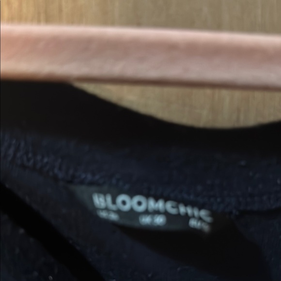 BloomChic Black Boxy Blouse with Plaid Hem - Picture 2 of 3